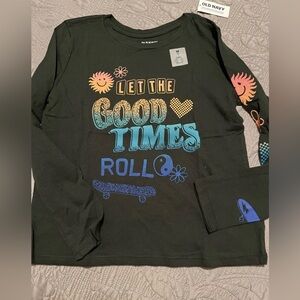 Old Navy Long Sleeve Tee Colorful 'Let The Good Times Roll' Graphic M8